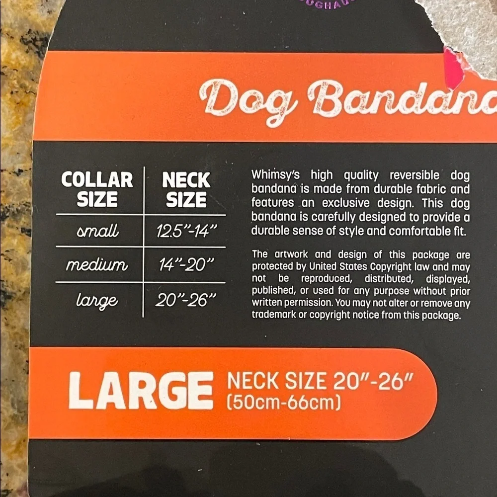 NWT Doghaus Whimsy Collection Dog Bandana Collar Reversible Orange Plaid
